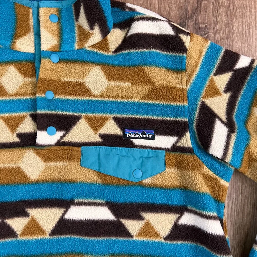 Patagonia Synchilla Geometric Aztec Tribal Print Snap T Sz M - Picture 3 of 10